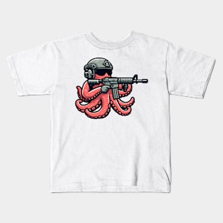 Tactical Octopus Adventure Tee: Where Intelligence Meets Style Kids T-Shirt